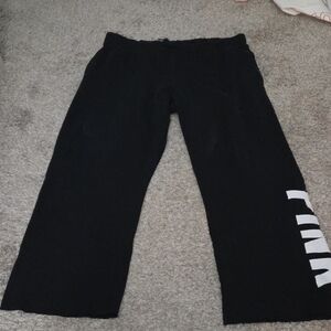 PINK Victoria's Secret Black Sweatpants with Bold White Logo